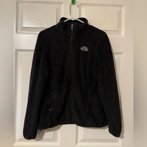 Women’s M fuzzy zip up North Face jacket